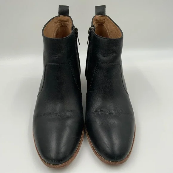 Madewell The Billie Boot Black Leather Block Heel Ankle Booties G8025 Womens 9 - Picture 4 of 8